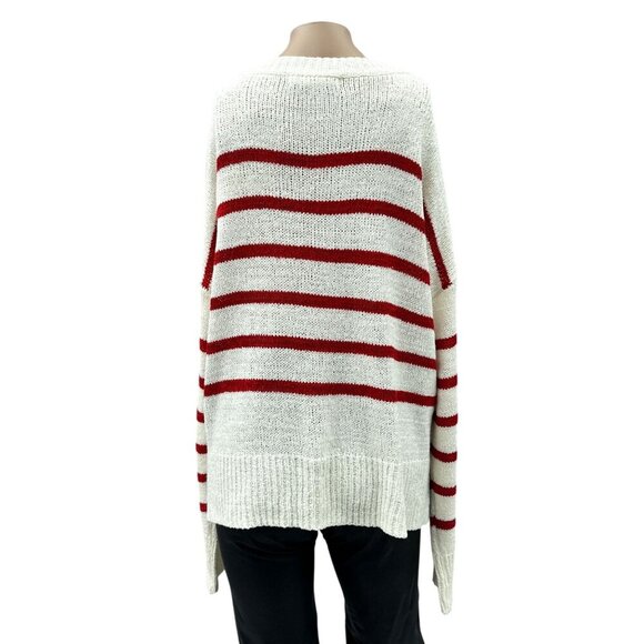 C & C California Striped Long Sleeve Relaxed Knit Sweater Hi-Low Hem Women XL - Picture 2 of 10